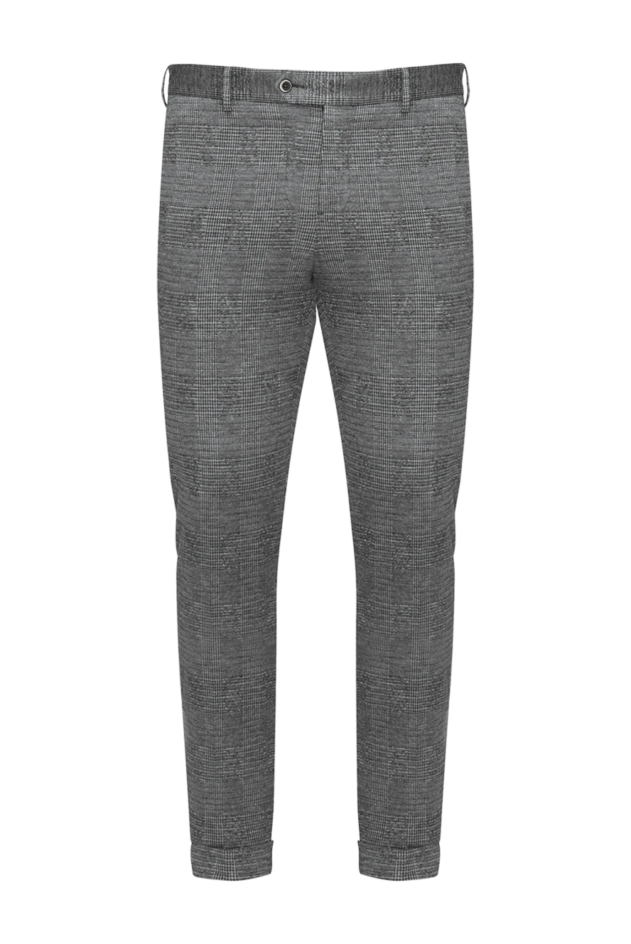 PT01 (Pantaloni Torino) брюки мужские серые в клетку на кулиске 175800 - фото 1