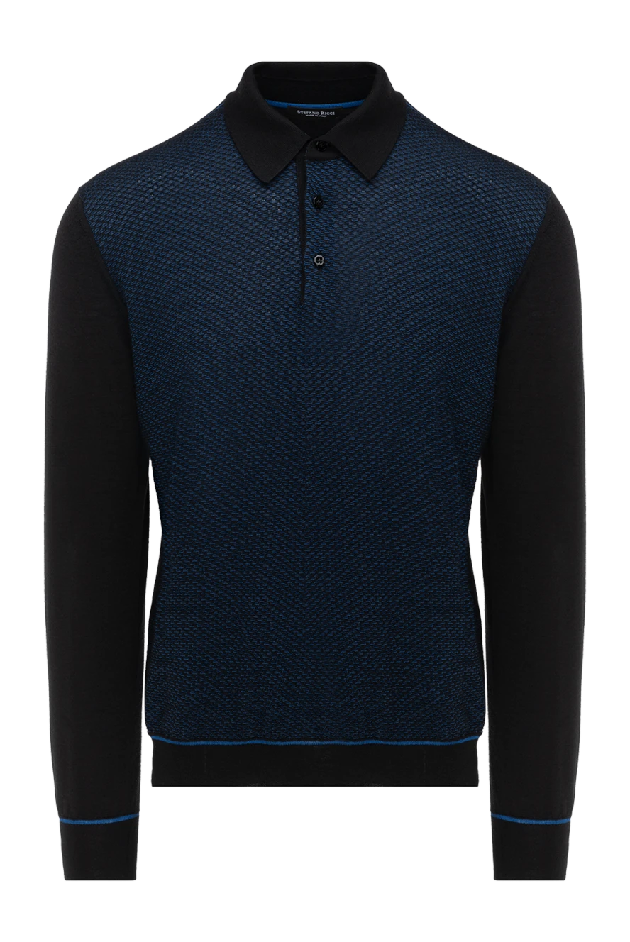 Stefano Ricci поло з довгим рукавом із кашеміру та шовку чоловіче синє 175818 - фото 1