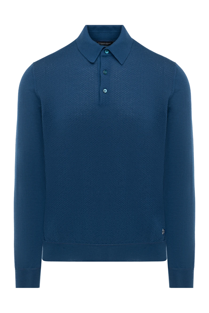 Stefano Ricci поло з довгим рукавом із кашеміру та шовку чоловіче синє 175819 - фото 1