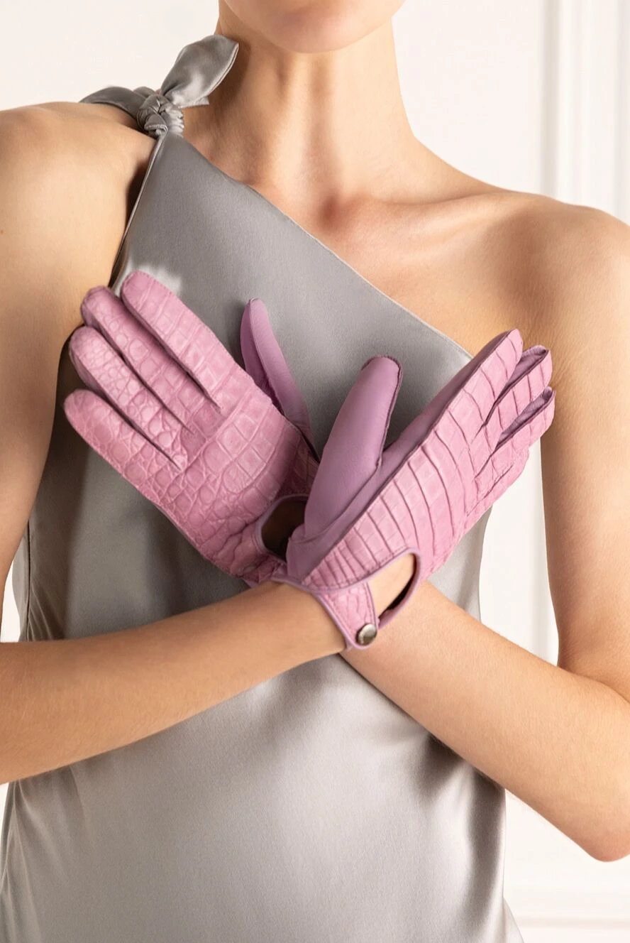 Mazzoleni женские перчатки из кожи фиолетовые женские купить с ценами и фото 175838