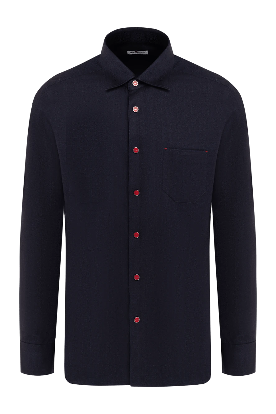 Kiton man men's blue shirt with red buttons 176302 - photo 1