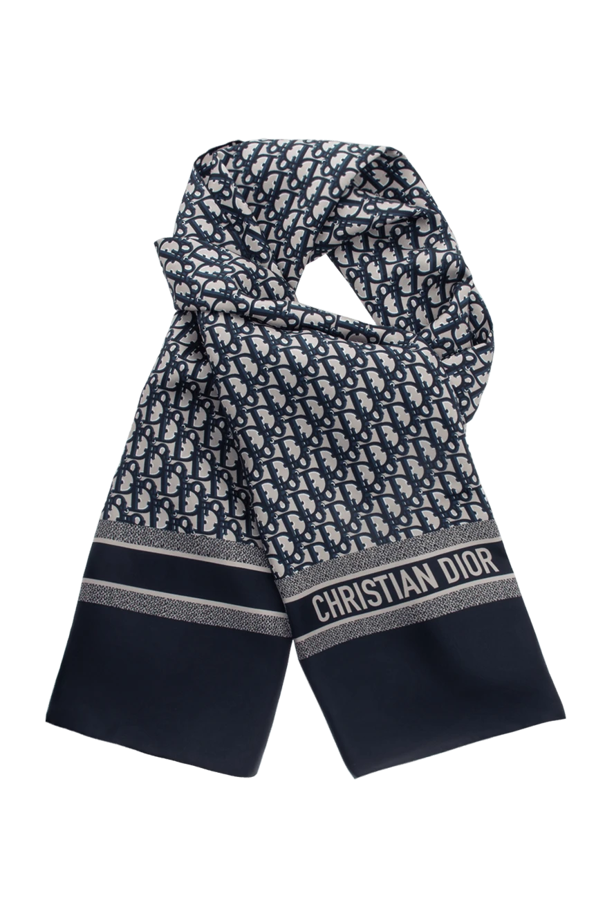 Dior женские шарф из шелка женский синий купить с ценами и фото 176343