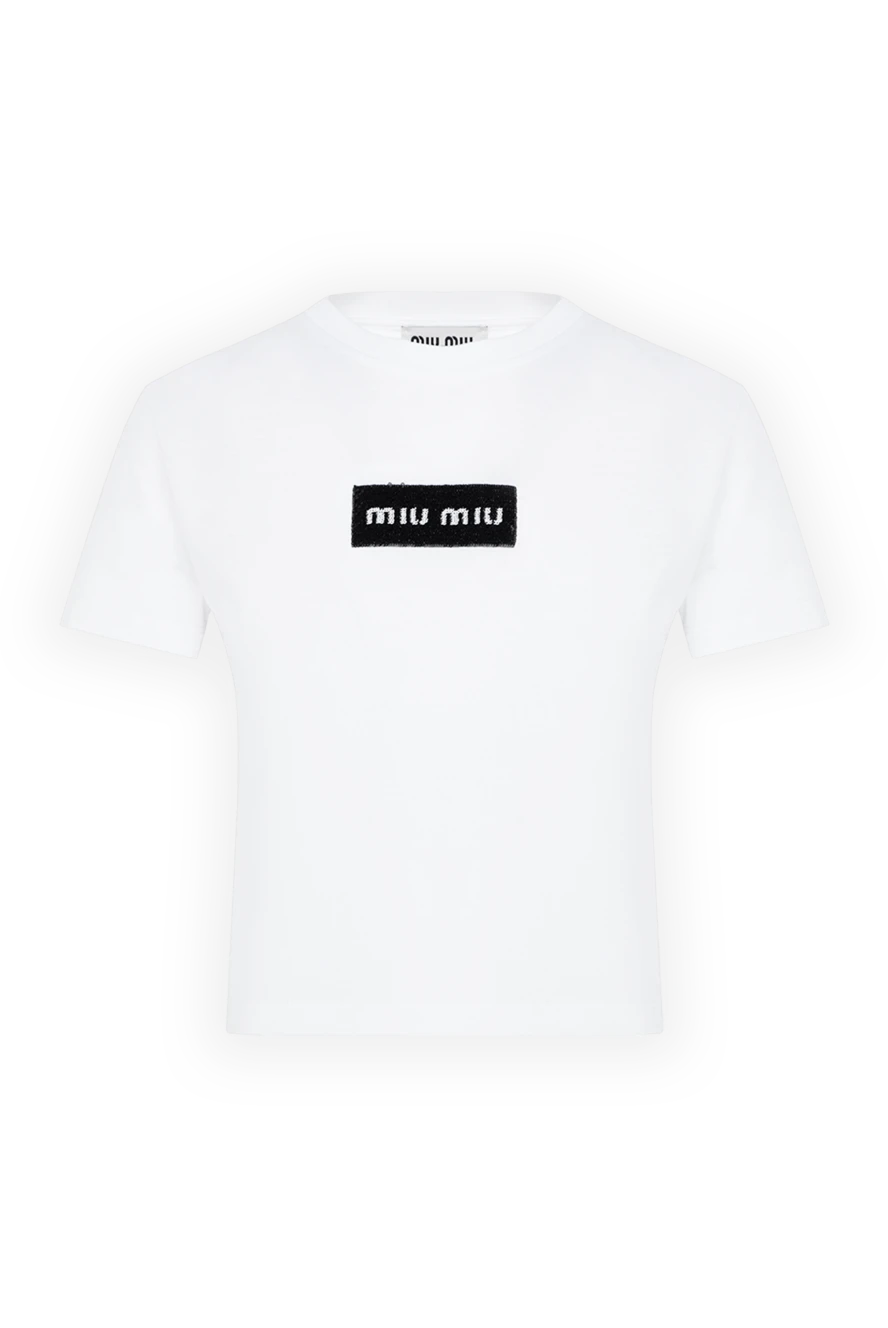 Miu Miu женские футболка из хлопка и полиэстера белая женская купить с ценами и фото 176445