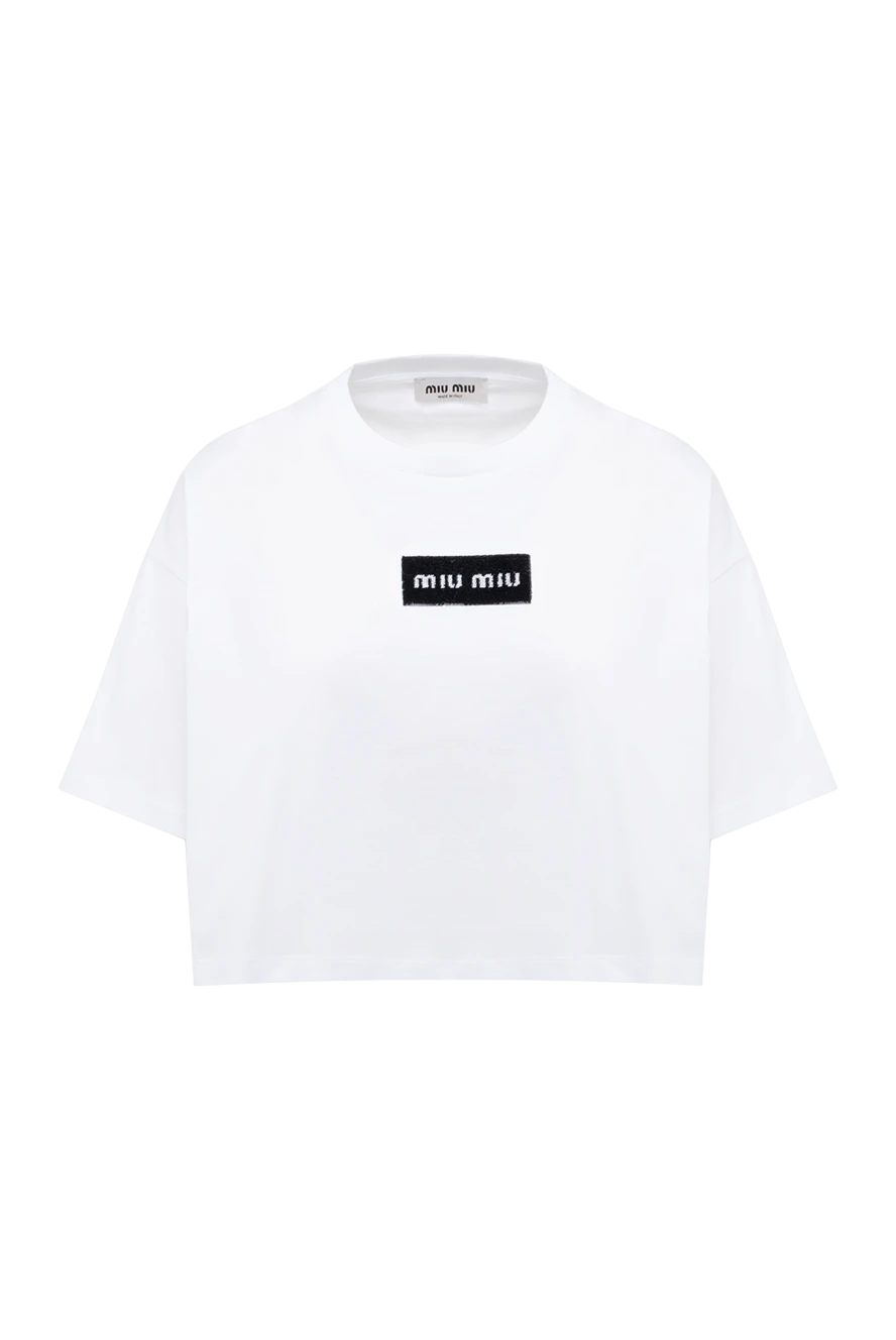 Miu Miu женские футболка из хлопка и полиэстера женская белая купить с ценами и фото 176446
