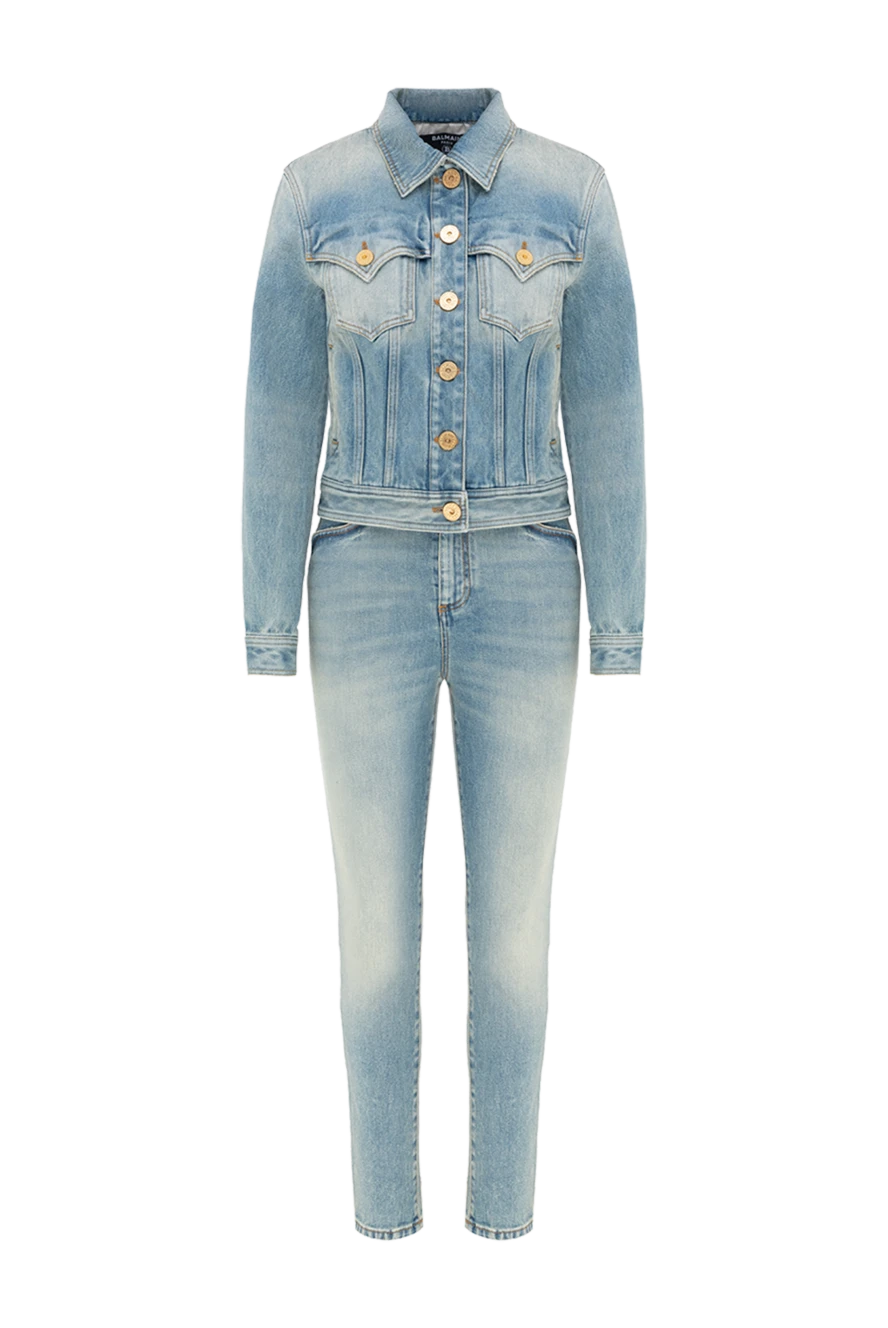 Balmain жіночі джинсовий костюм з бавовни жіночий блакитний купити фото з цінами 176487