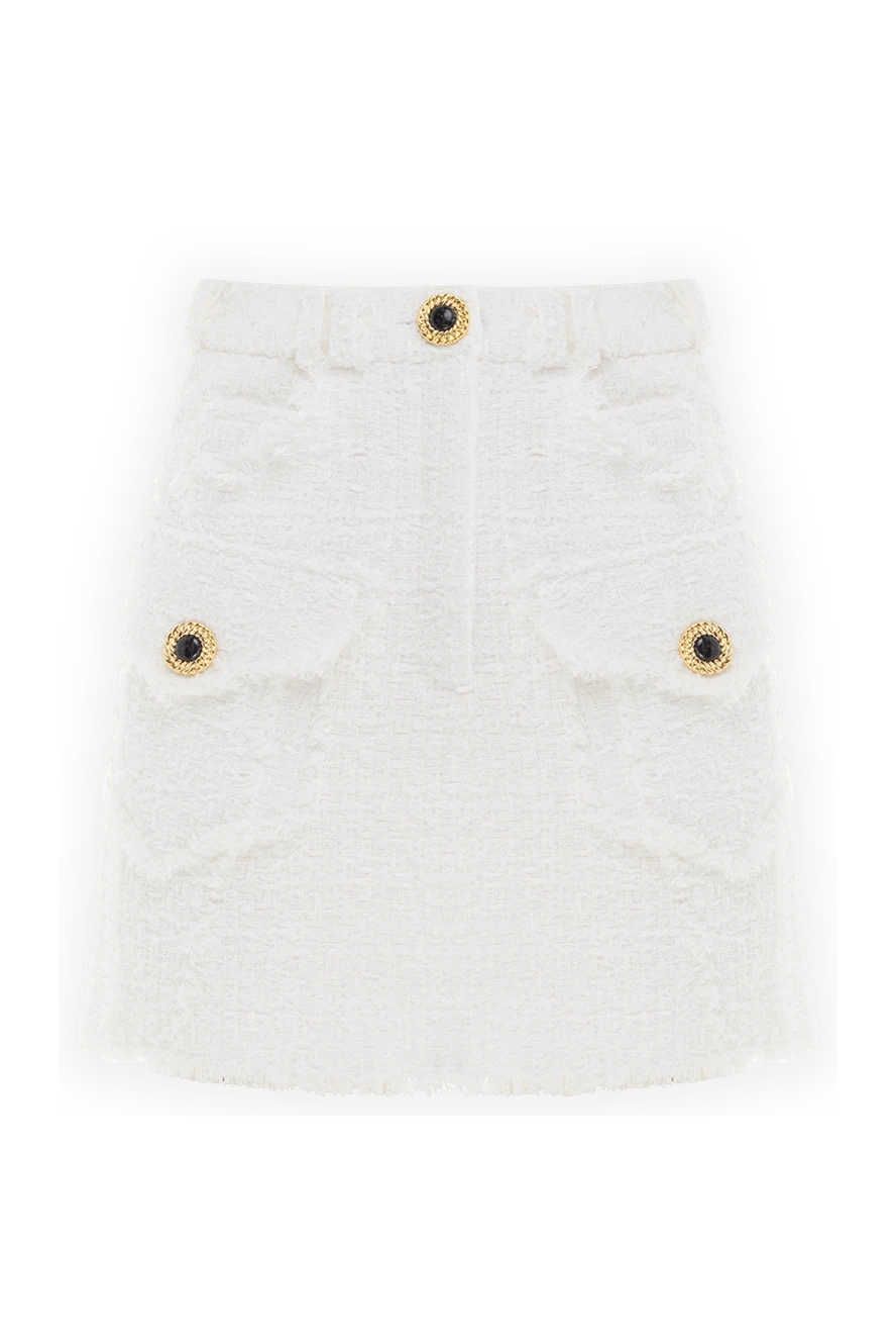Balmain женские юбка из хлопка и полиамида белая женская купить с ценами и фото 176580