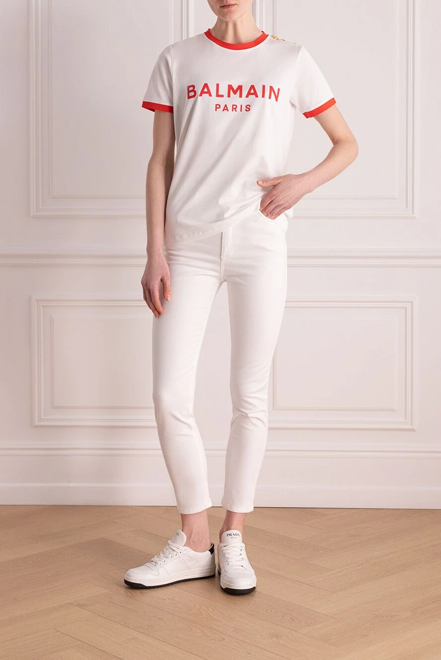 Balmain woman women's white cotton jeans buy with prices and photos 176585 - photo 2