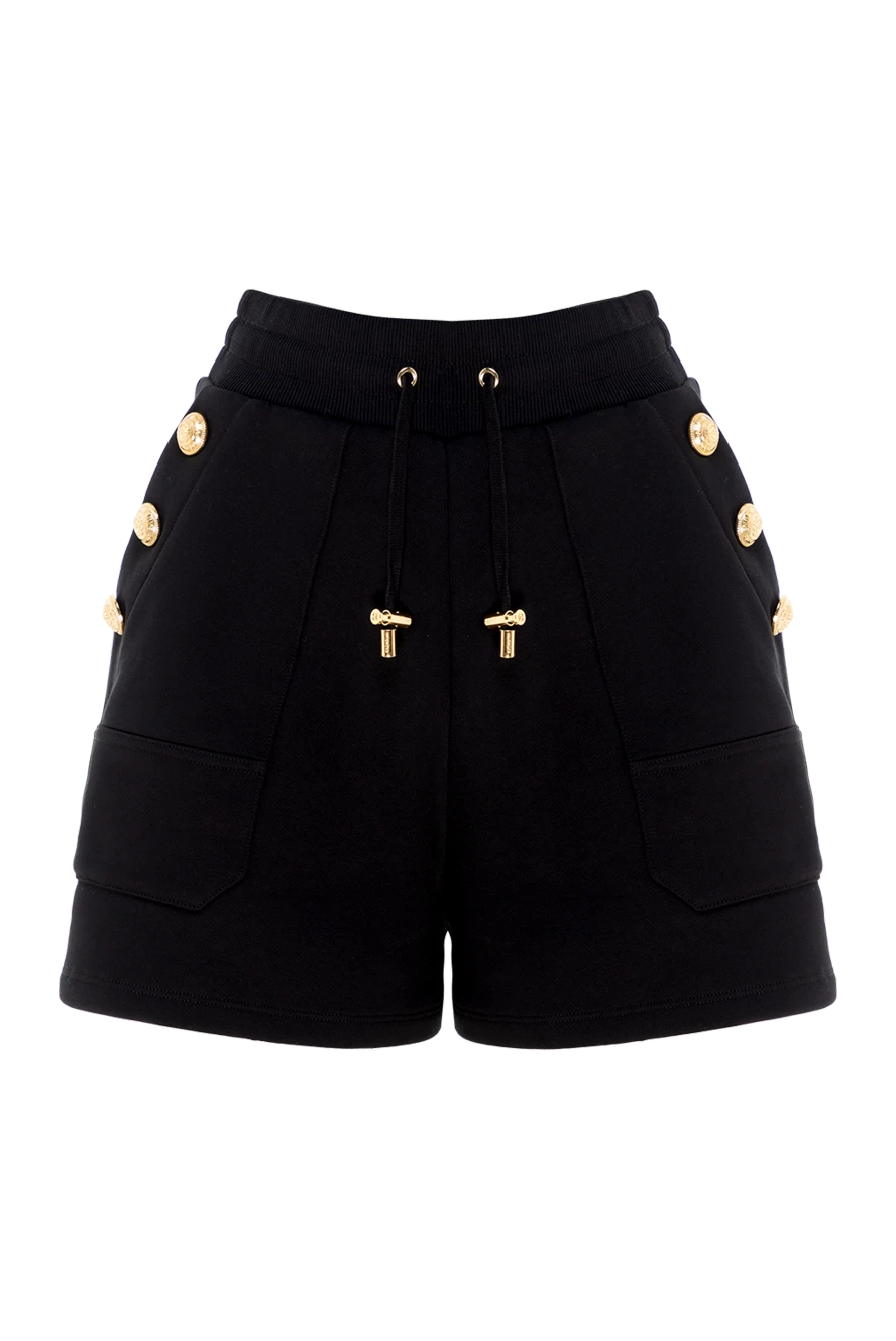 Balmain женские шорты из хлопка черные женские купить с ценами и фото 176597