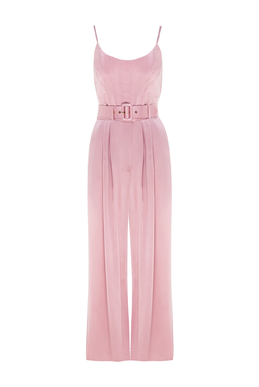 Women's pink silk suit with trousers