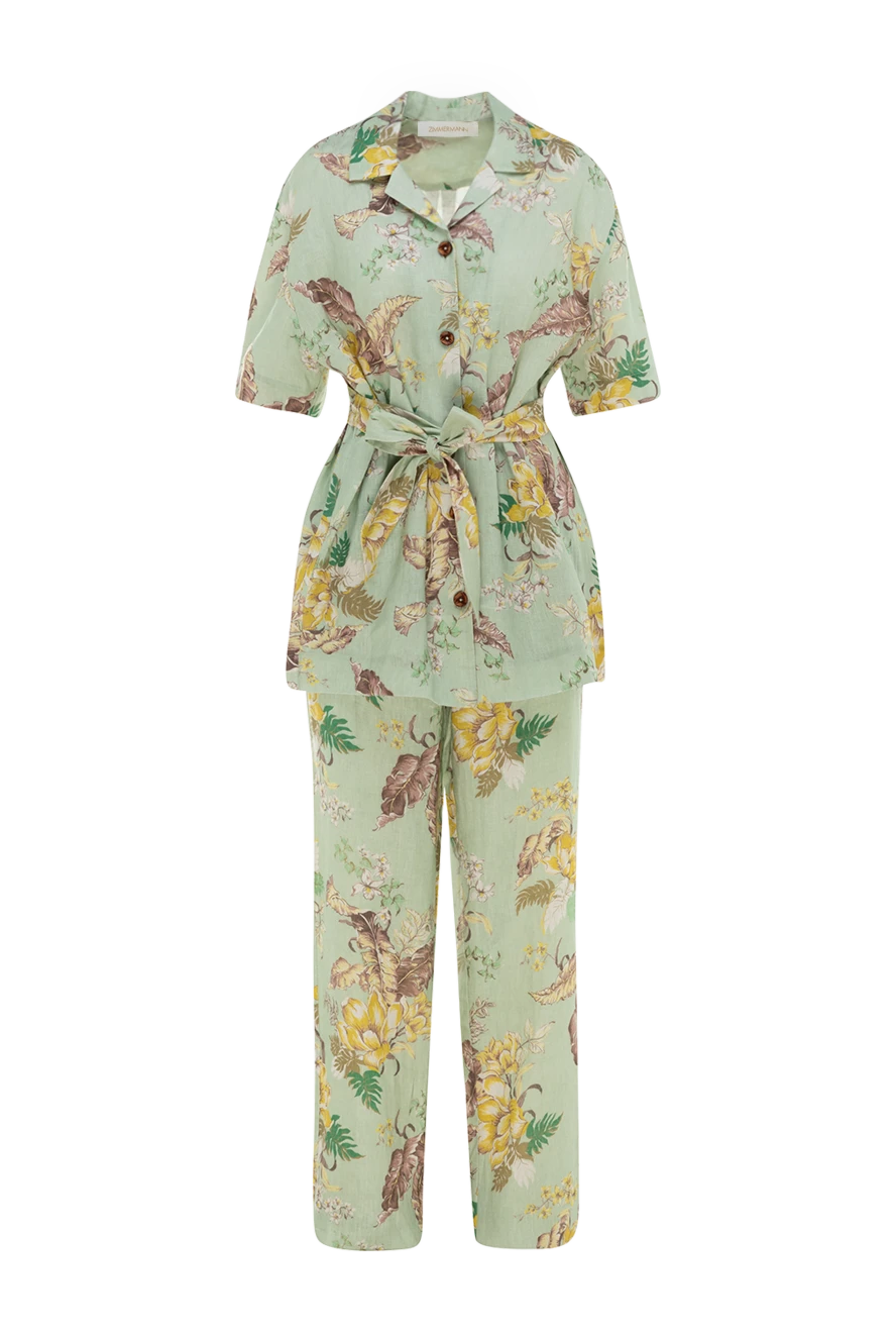 Zimmermann костюм со штанами женский зеленый из льна 176818 - фото 1