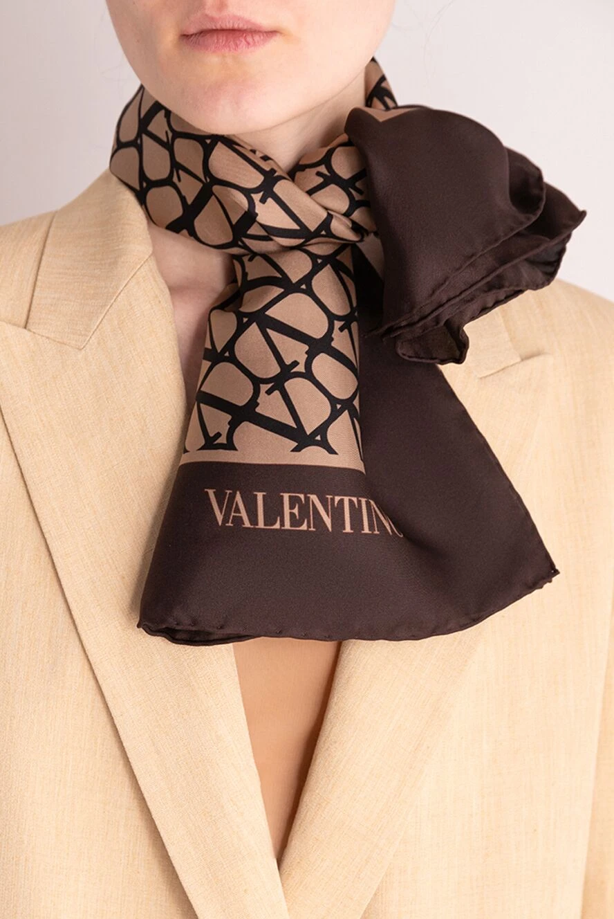 Valentino женские платок шелковый женский коричневый купить с ценами и фото 176974