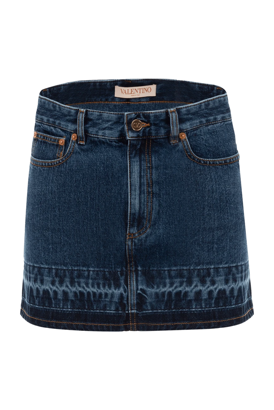 Valentino женские юбка джинсовая из хлопка женская синяя купить с ценами и фото 176991