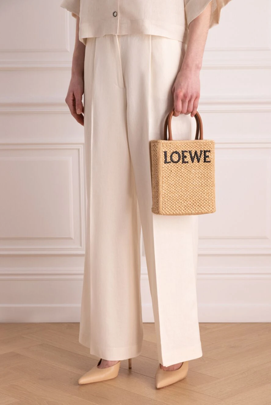 Loewe женские сумка повседневная из соломки женская бежевая купить с ценами и фото 177002 - фото 2
