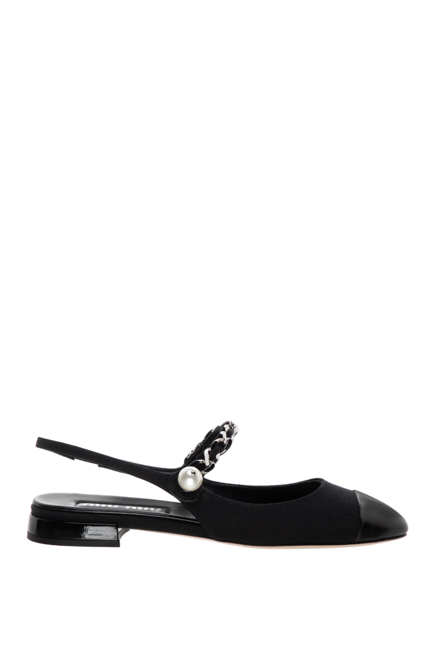 Miu Miu woman women's black leather and cotton mules buy with prices and photos 177008 - photo 1