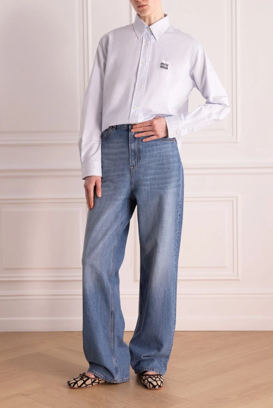 Valentino женские джинсы из хлопка женские синие купить с ценами и фото 177021