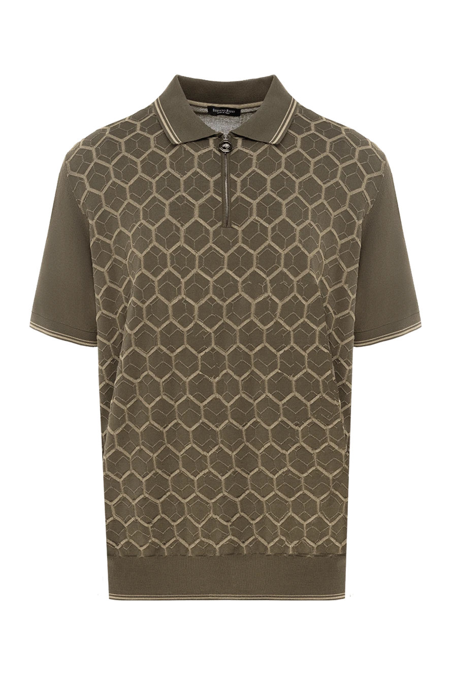 Stefano Ricci поло из шелка и хлопка мужское зеленое 177127 - фото 1