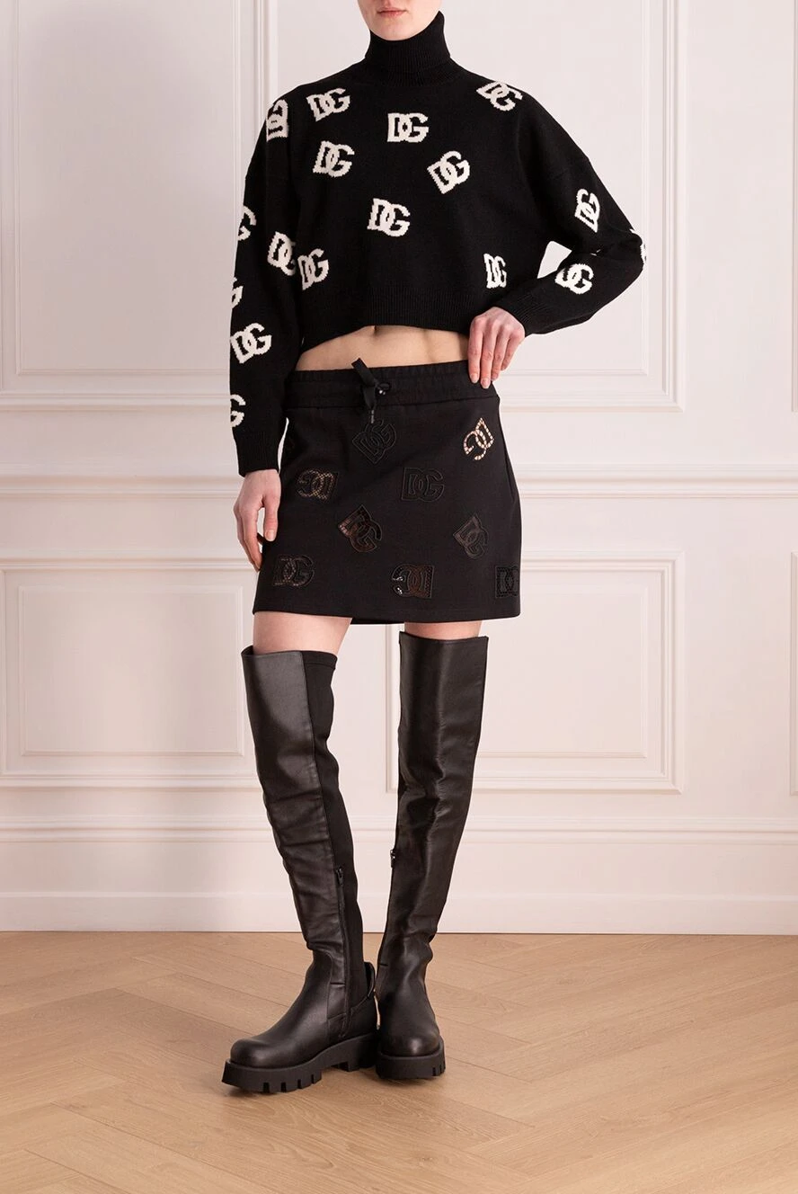 Dolce & Gabbana жіночі спідниця міні з бавовни та поліестеру жіноча чорна купити фото з цінами 177211 - фото 2