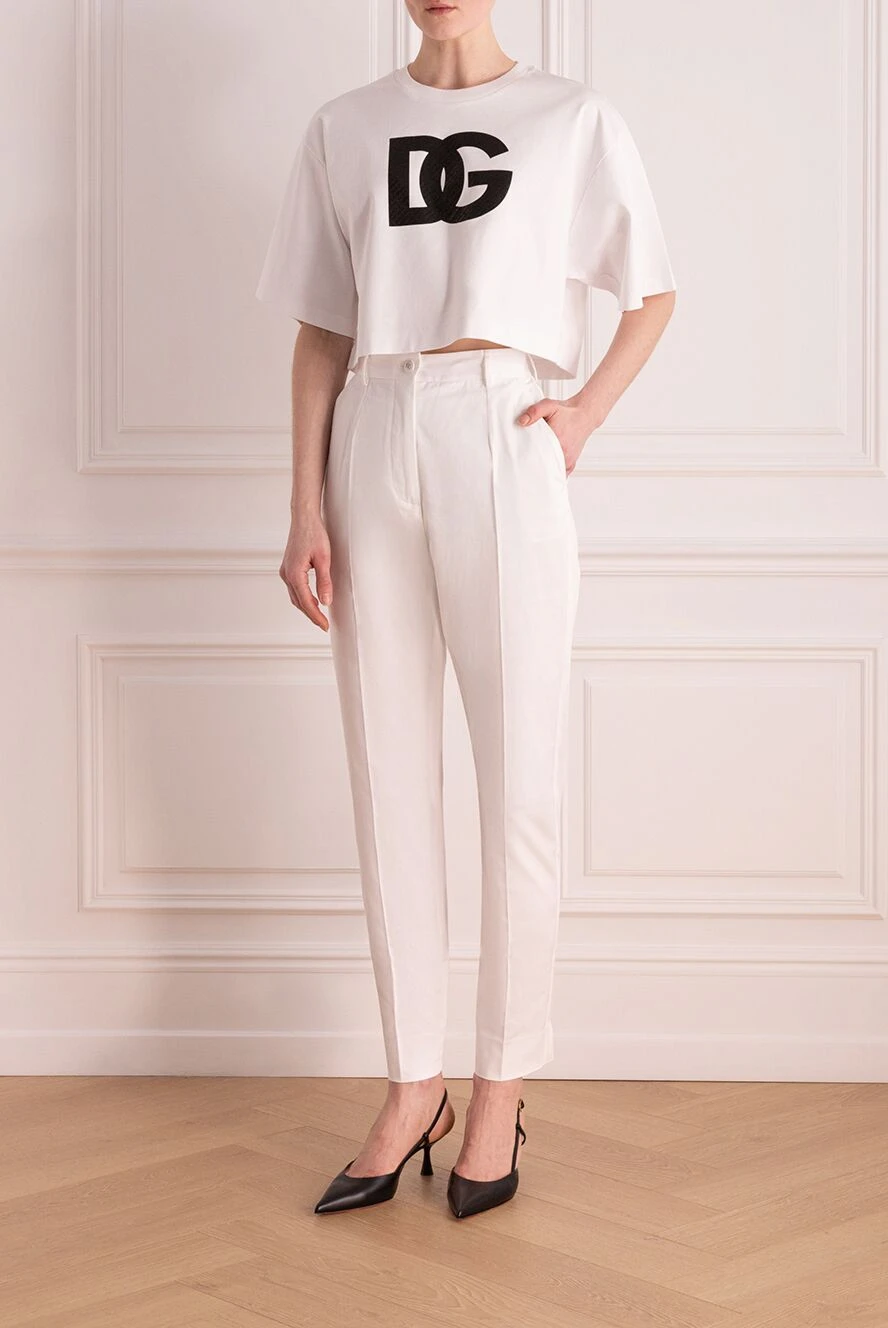 Dolce & Gabbana женские футболка из хлопка женская белая купить с ценами и фото 177226