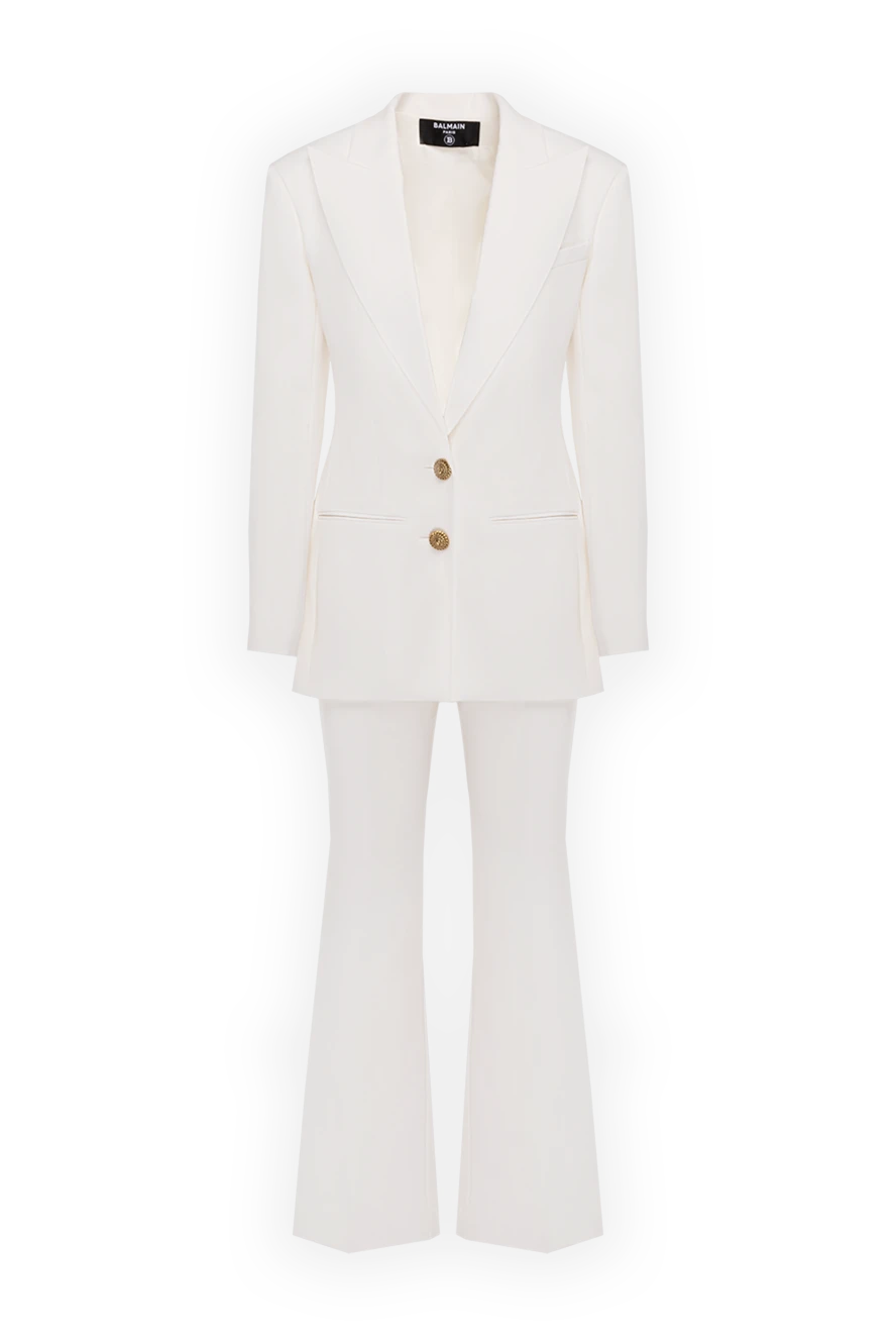 Balmain жіночі брючний костюм з віскози та еластану жіночий білий купити фото з цінами 177235