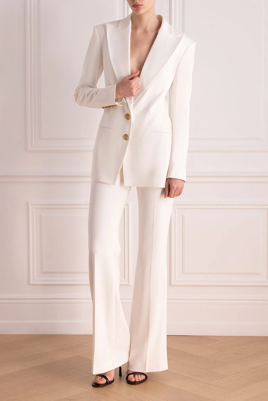Balmain жіночі брючний костюм з віскози та еластану жіночий білий купити фото з цінами 177235 - фото 2