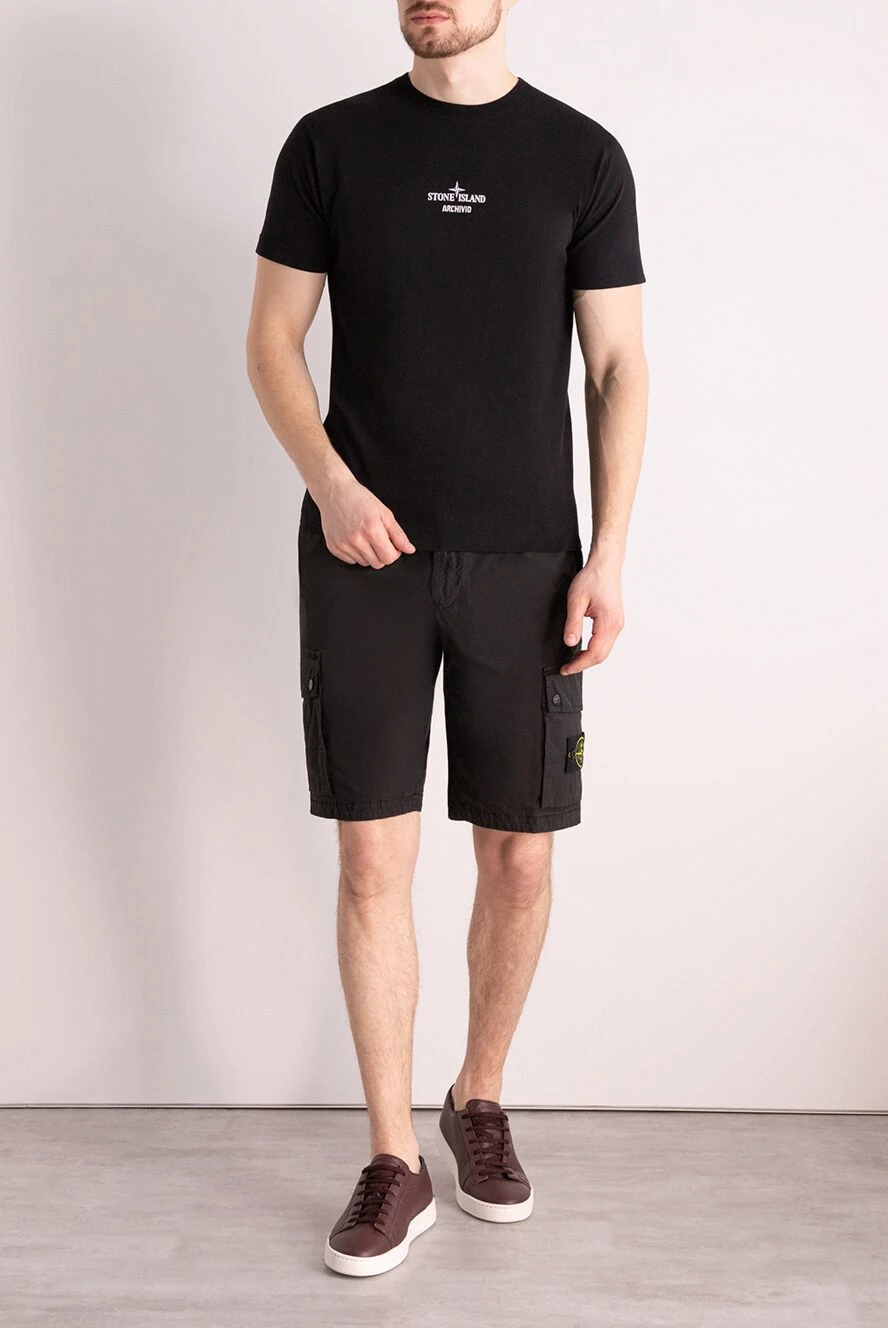 Stone Island man men's black cotton and polyamide shorts buy with prices and photos 177280