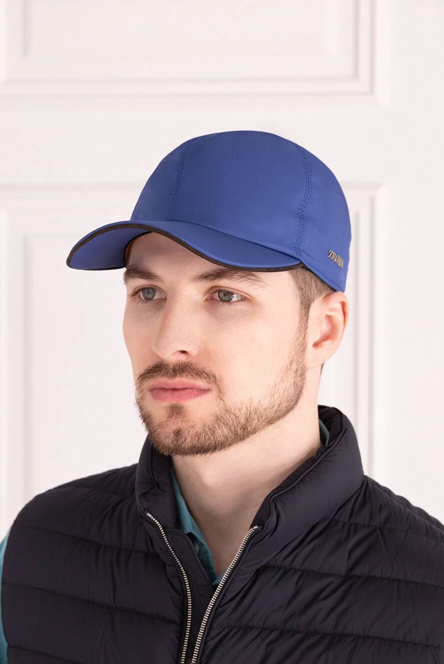 Ermenegildo Zegna man men's polyester cap blue buy with prices and photos 177331 - photo 2