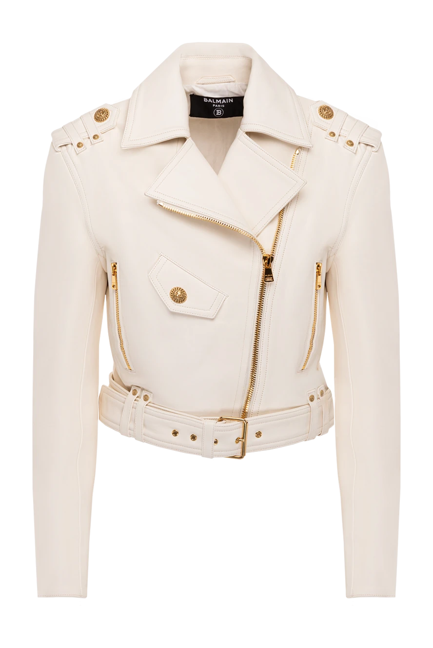 Balmain woman women's leather jacket, beige buy with prices and photos 177564