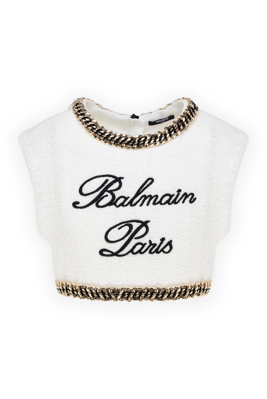 Balmain woman women's white cotton and polyamide top buy with prices and photos 177567