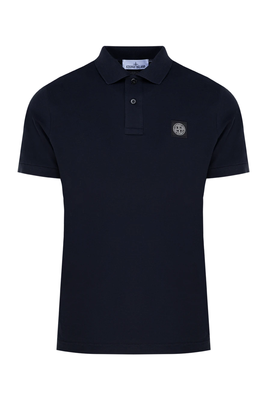 Stone Island класичне синє чоловіче поло з бавовни з логотипом (уцінка) 196993 - фото 1