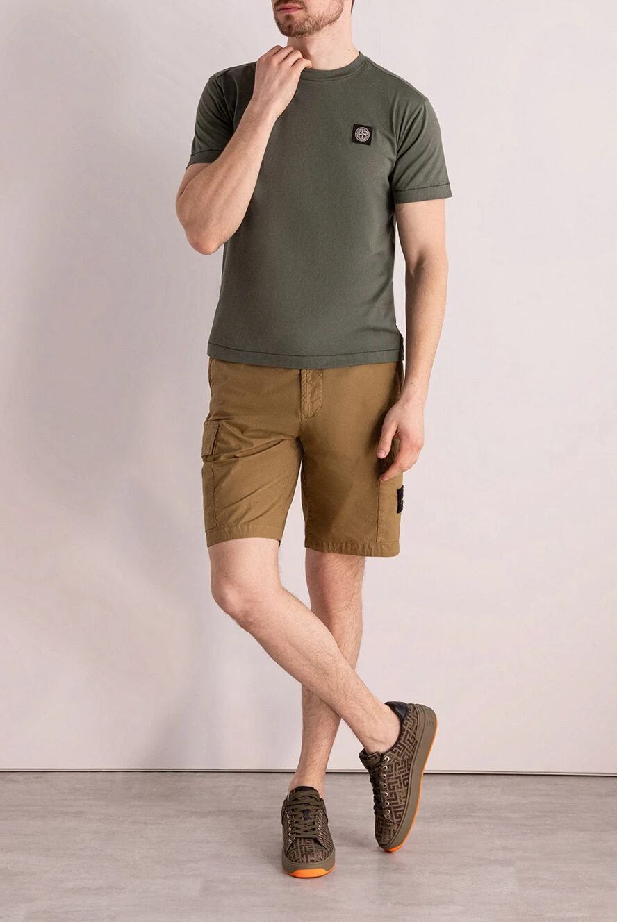 Stone Island man cotton and elastane shorts for men, beige buy with prices and photos 177627