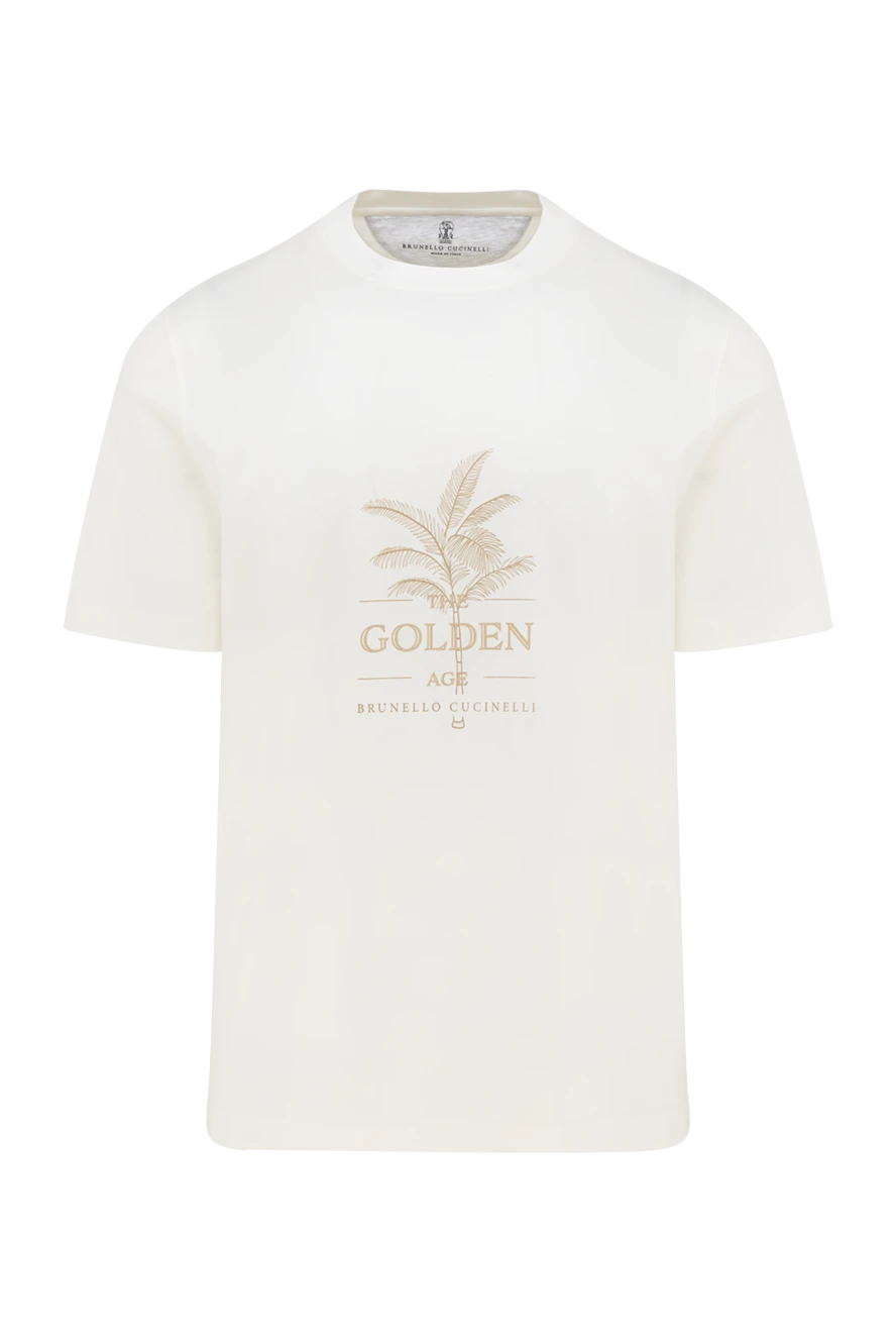 Brunello Cucinelli футболка з пальмою та логотипом бренду на грудях 177671 - фото 1