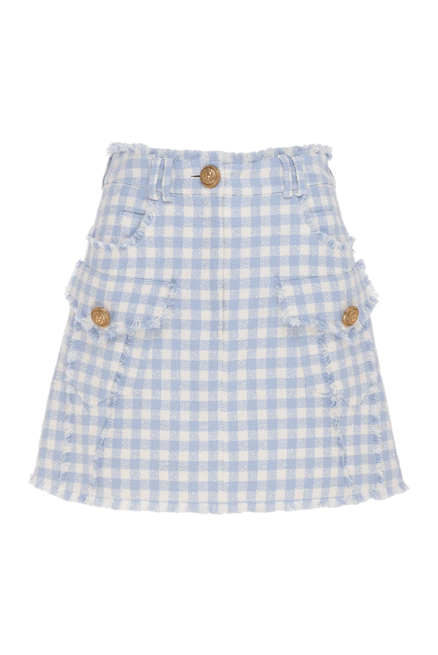 Balmain woman women's blue cotton and polyamide skirt buy with prices and photos 177779 - photo 1