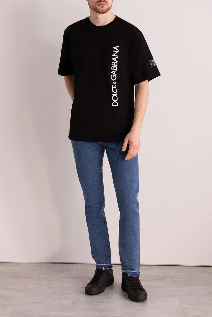 Dolce & Gabbana мужские футболка из хлопка мужская черная купить с ценами и фото 177799