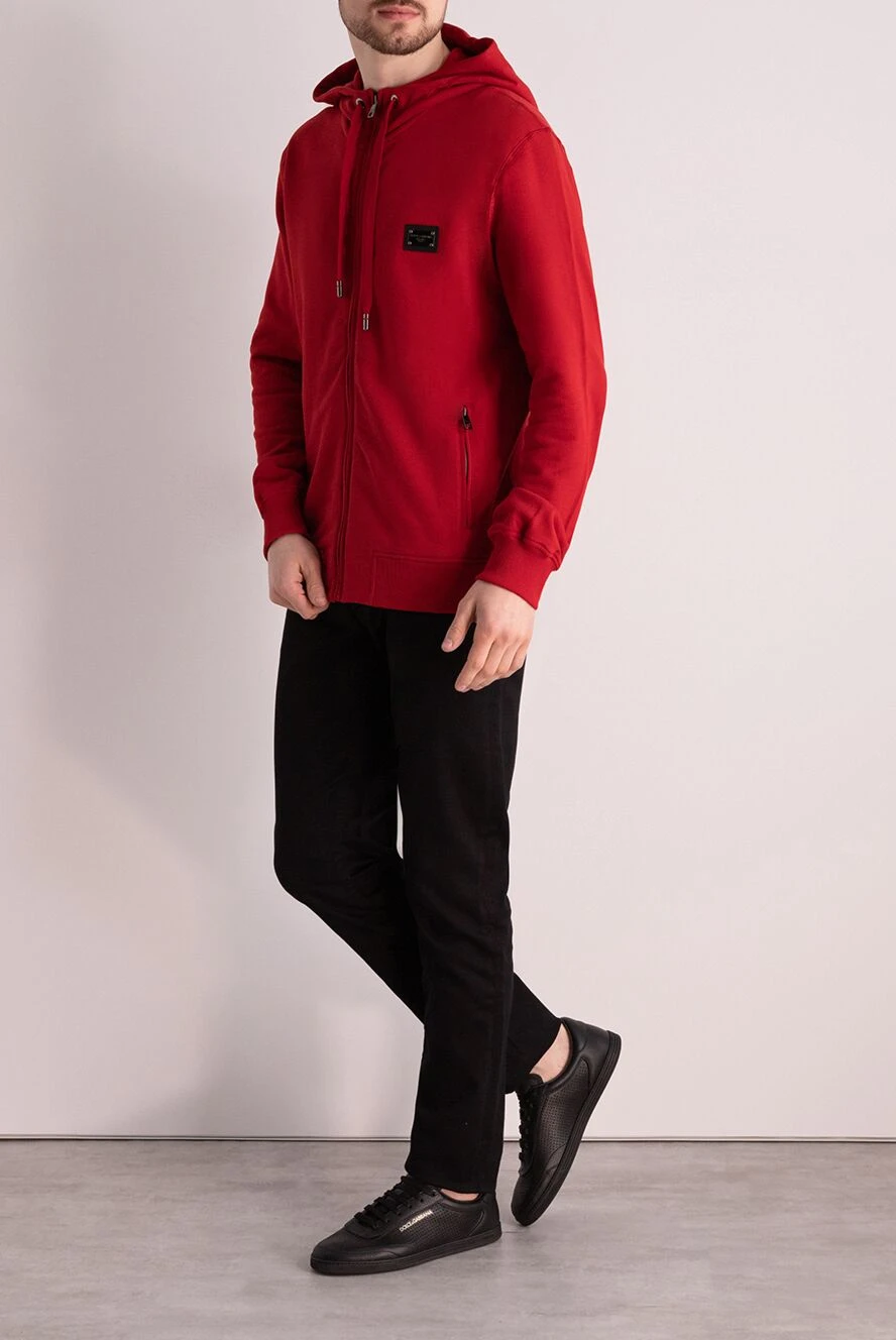 Dolce & Gabbana мужские худи из хлопка мужское красное купить с ценами и фото 177800