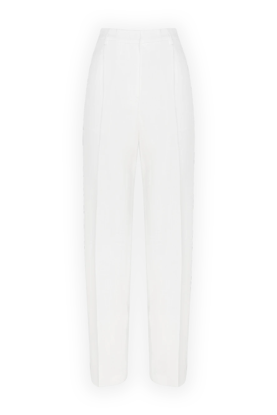MSGM женские брюки из льна и вискозы женские белые купить с ценами и фото 177860 - фото 1