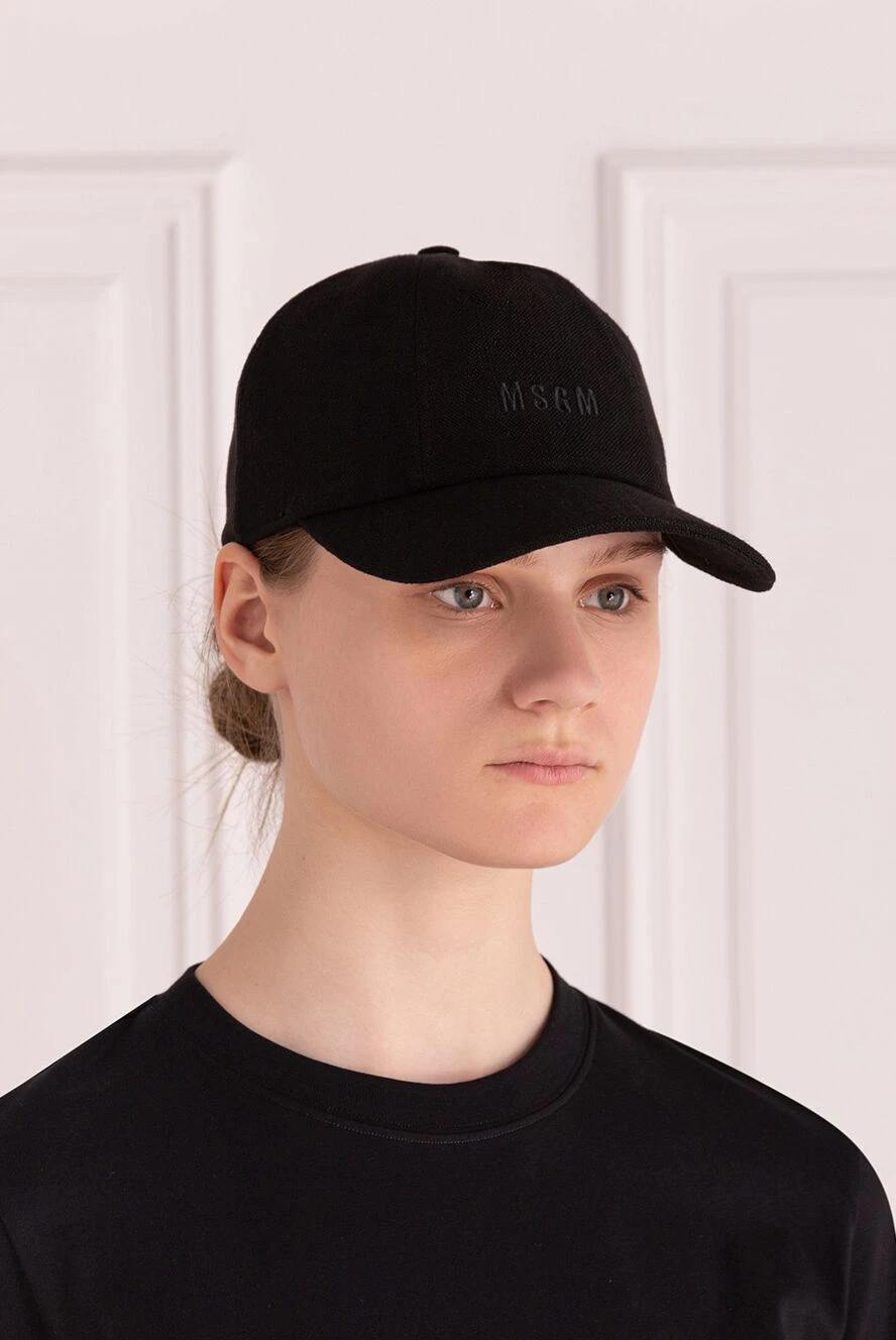 MSGM woman women's black viscose linen cap buy with prices and photos 177862 - photo 2