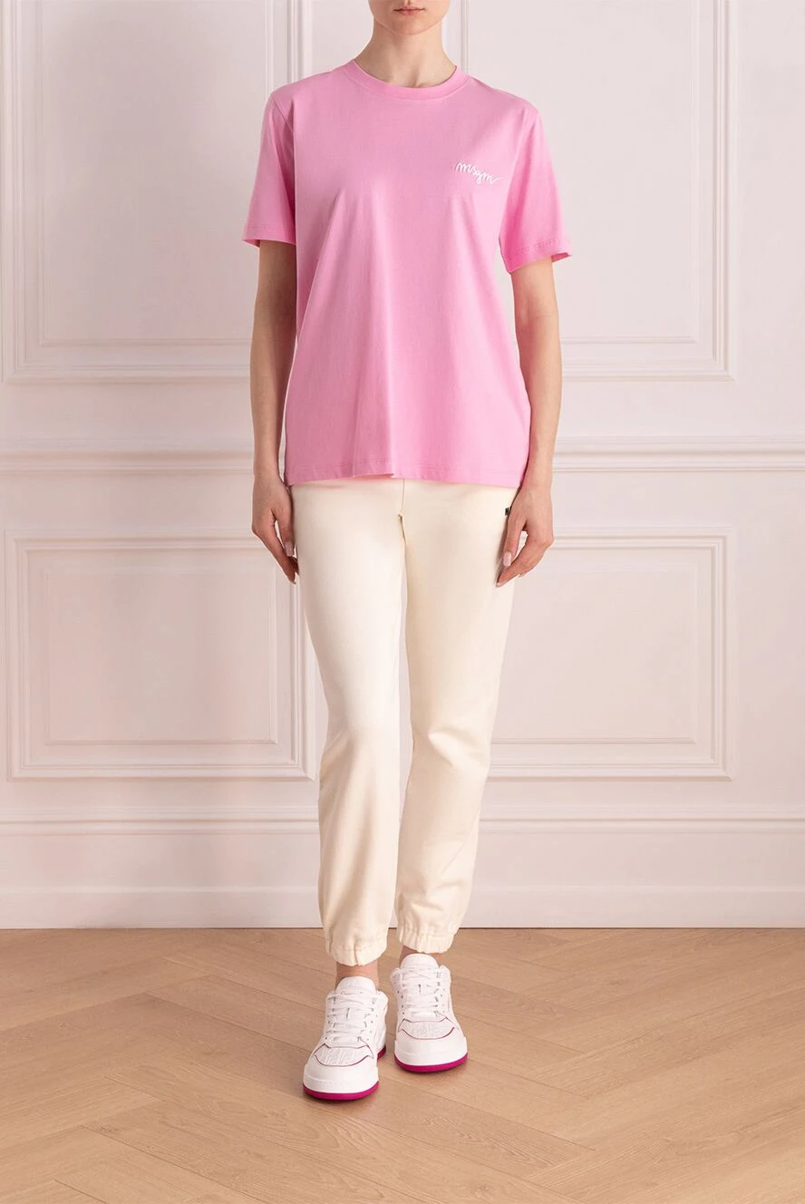 MSGM женские футболка из хлопка женская розовая купить с ценами и фото 177867 - фото 2