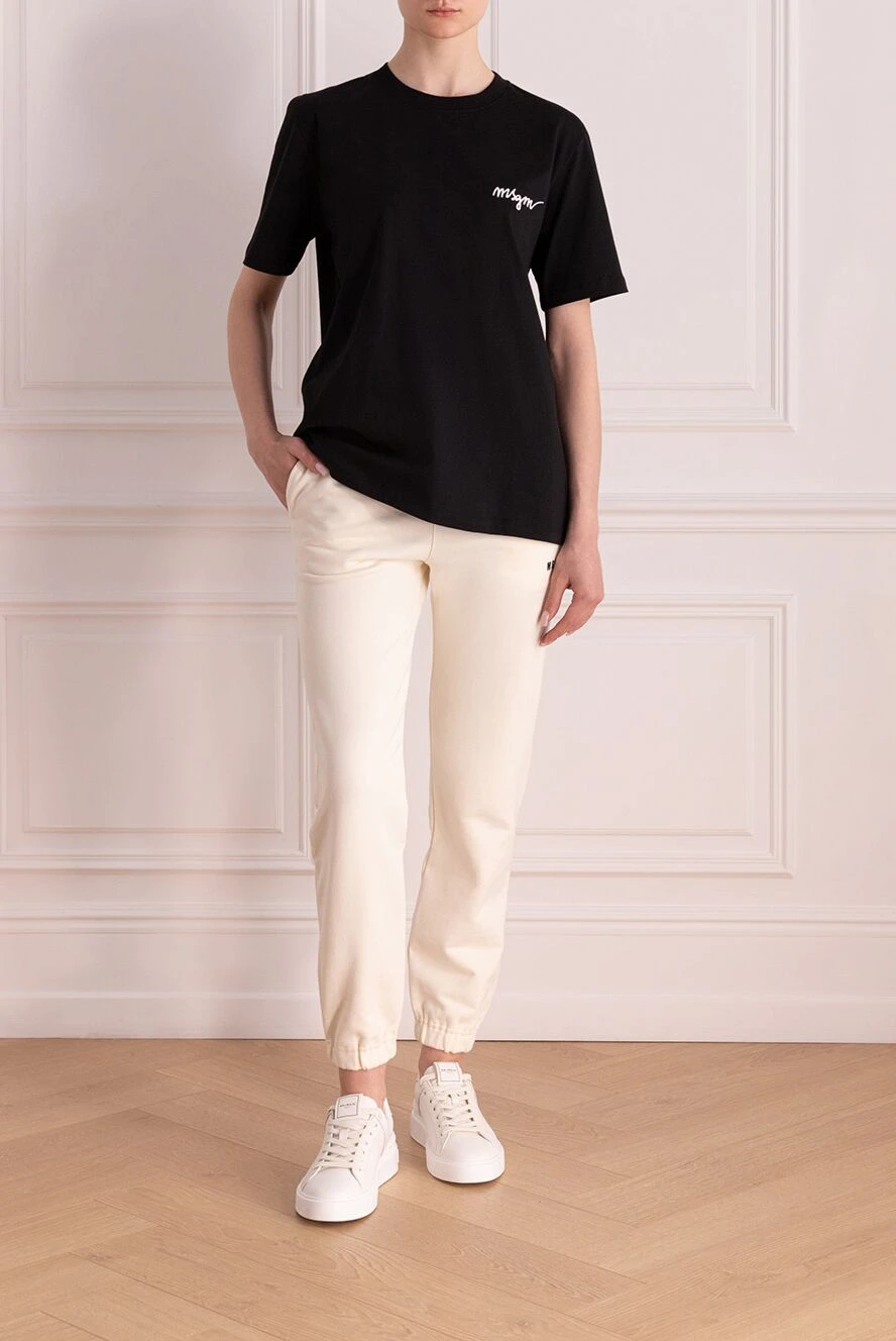 MSGM woman women's beige cotton knitted trousers buy with prices and photos 177874 - photo 2
