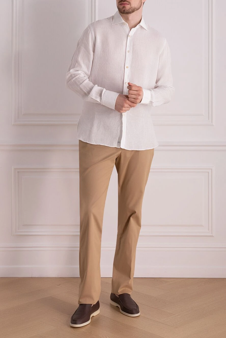 Alessandro Gherardi мужские сорочка из льна белая мужская купить с ценами и фото 177879 - фото 2
