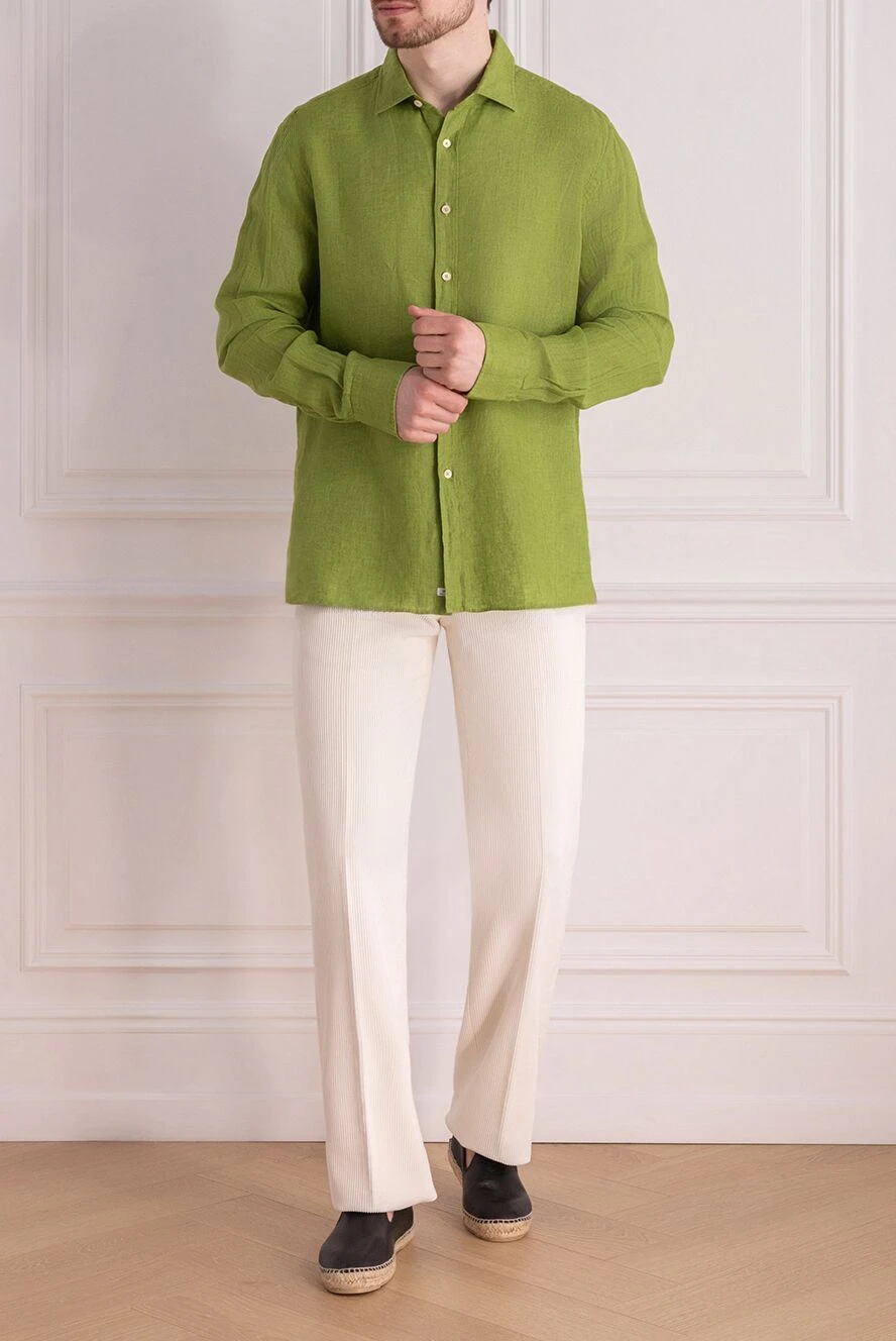 Alessandro Gherardi мужские сорочка из льна мужская зеленая купить с ценами и фото 177880 - фото 2