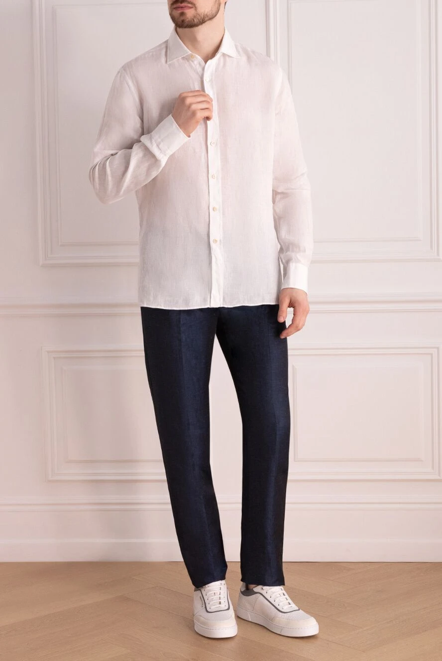 Alessandro Gherardi мужские сорочка из льна мужская белая купить с ценами и фото 177882 - фото 2