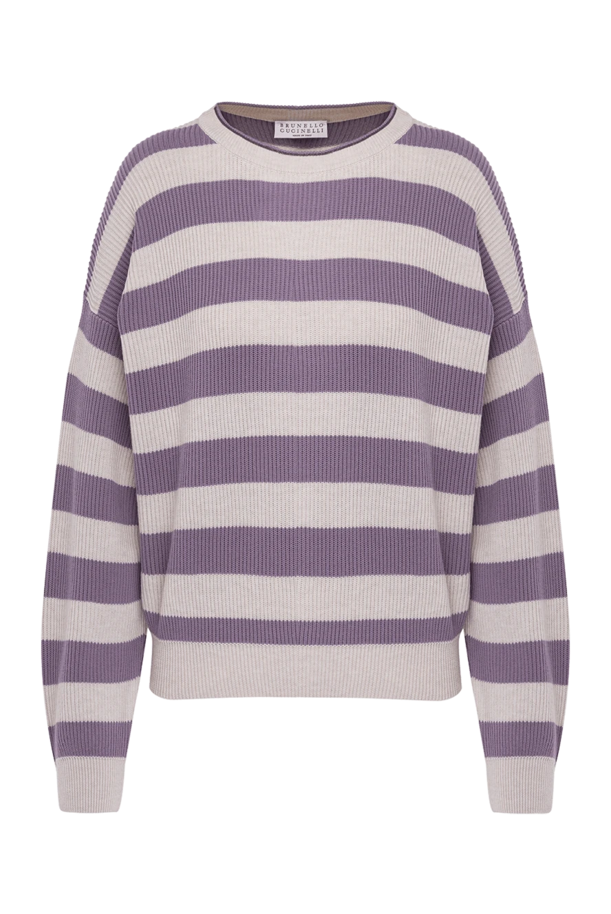 Brunello Cucinelli джемпер з бавовни жіночий фіолетовий 177996 - фото 1
