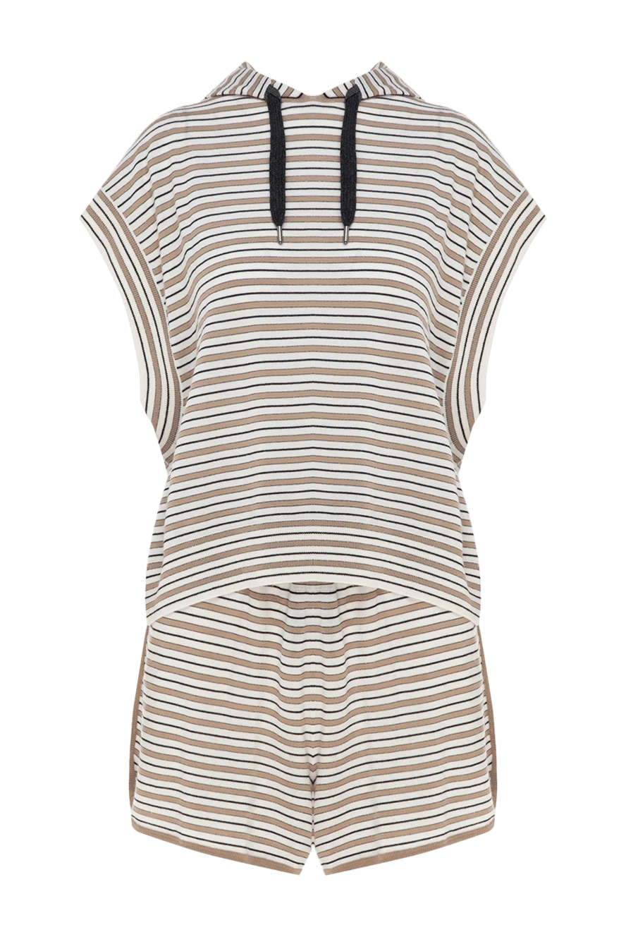 Brunello Cucinelli women's beige wool and cashmere suit with shorts 177999 - photo 1