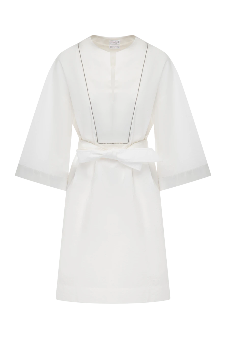 Brunello Cucinelli платье из хлопка и полиамида женское белое 178026 - фото 1