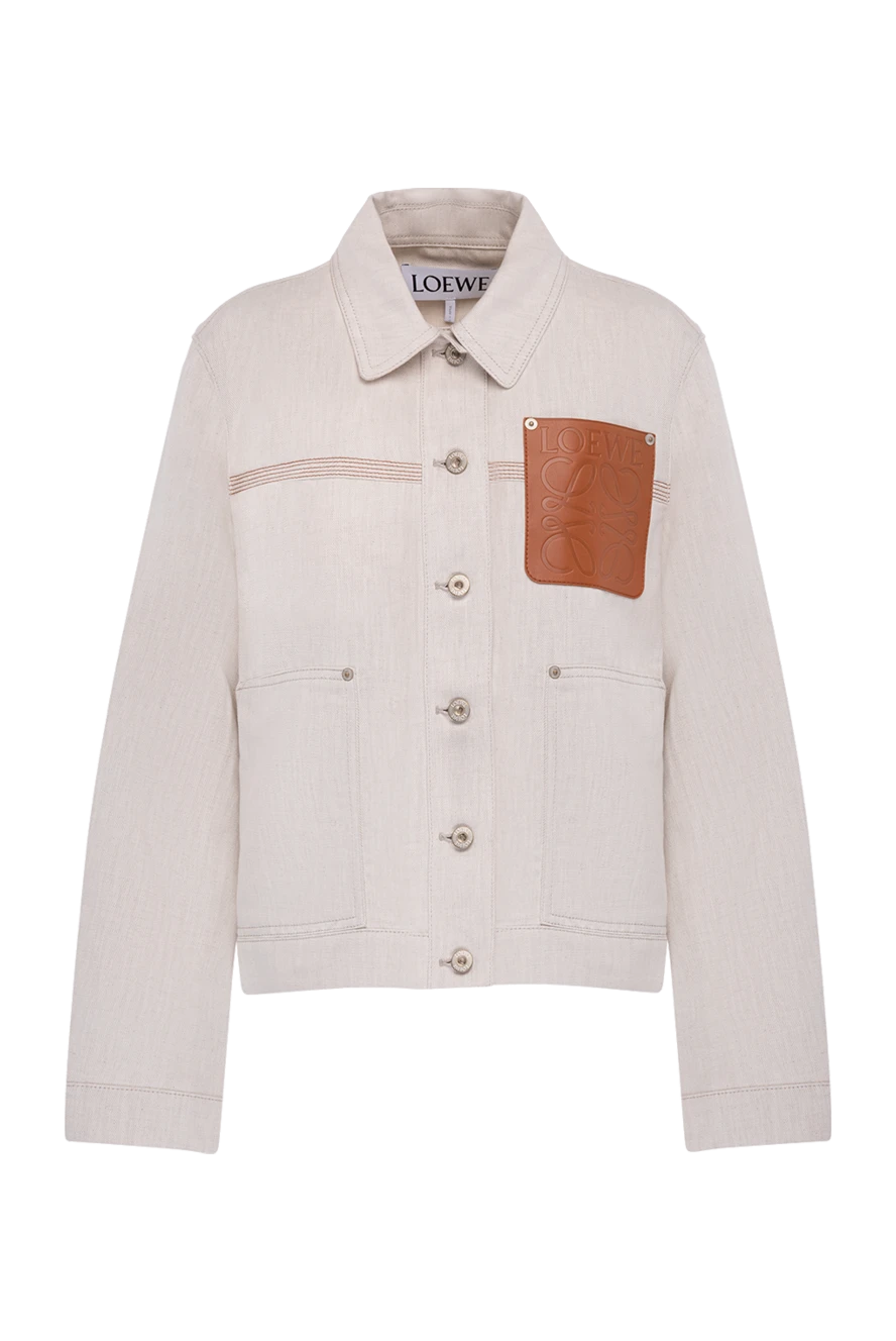 Loewe жіночі куртка джинсова з бавовни та льону жіноча бежева купити фото з цінами 178031