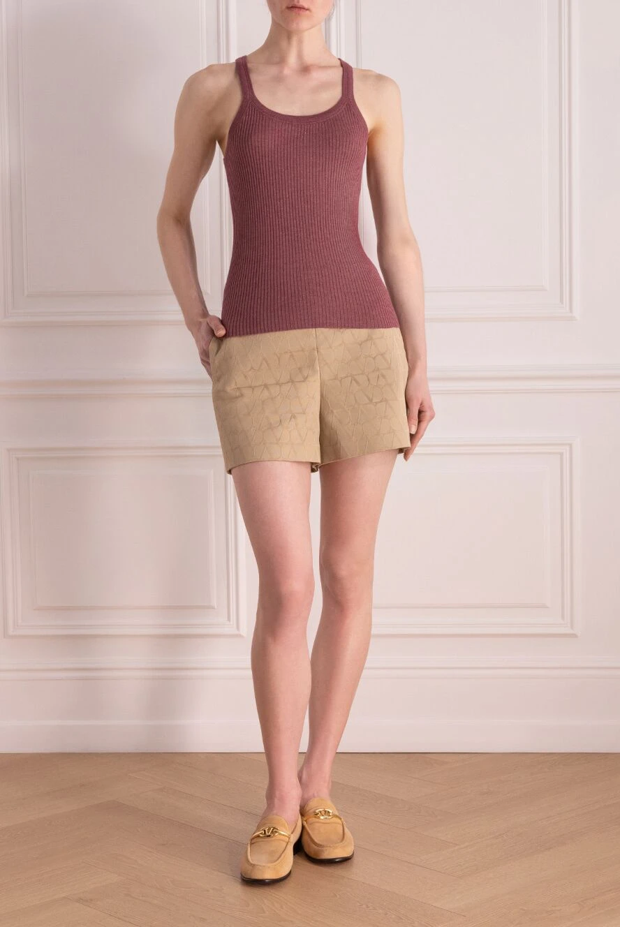 Valentino woman women's beige cotton and polyester shorts buy with prices and photos 178041