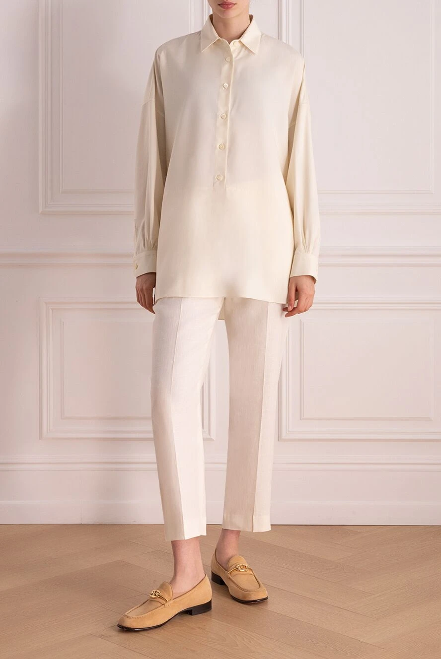 Loro Piana женские блуза из шелка белая женская купить с ценами и фото 178067 - фото 2