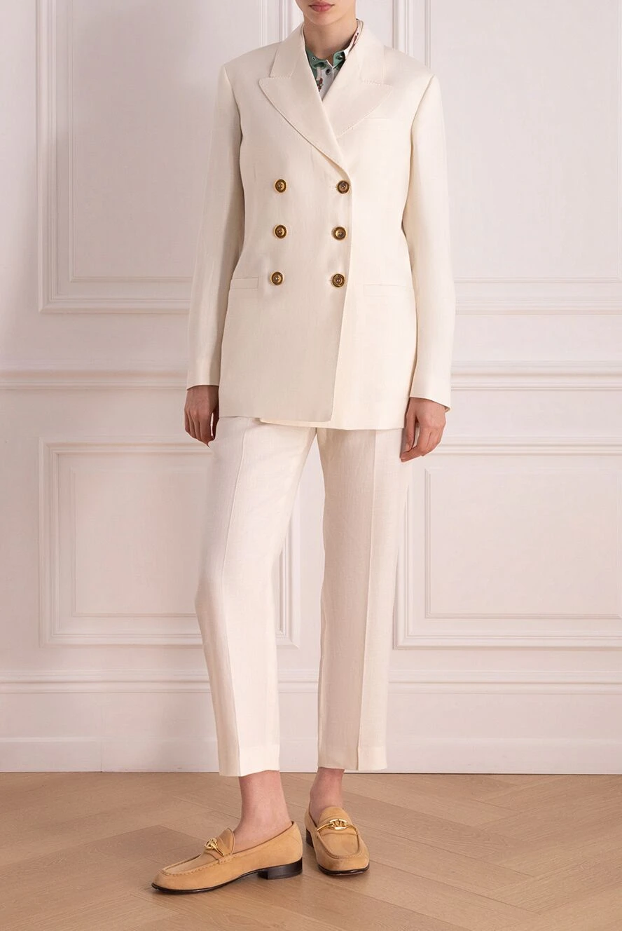 Loro Piana woman white women's suit with silk and viscose trousers buy with prices and photos 178070 - photo 2