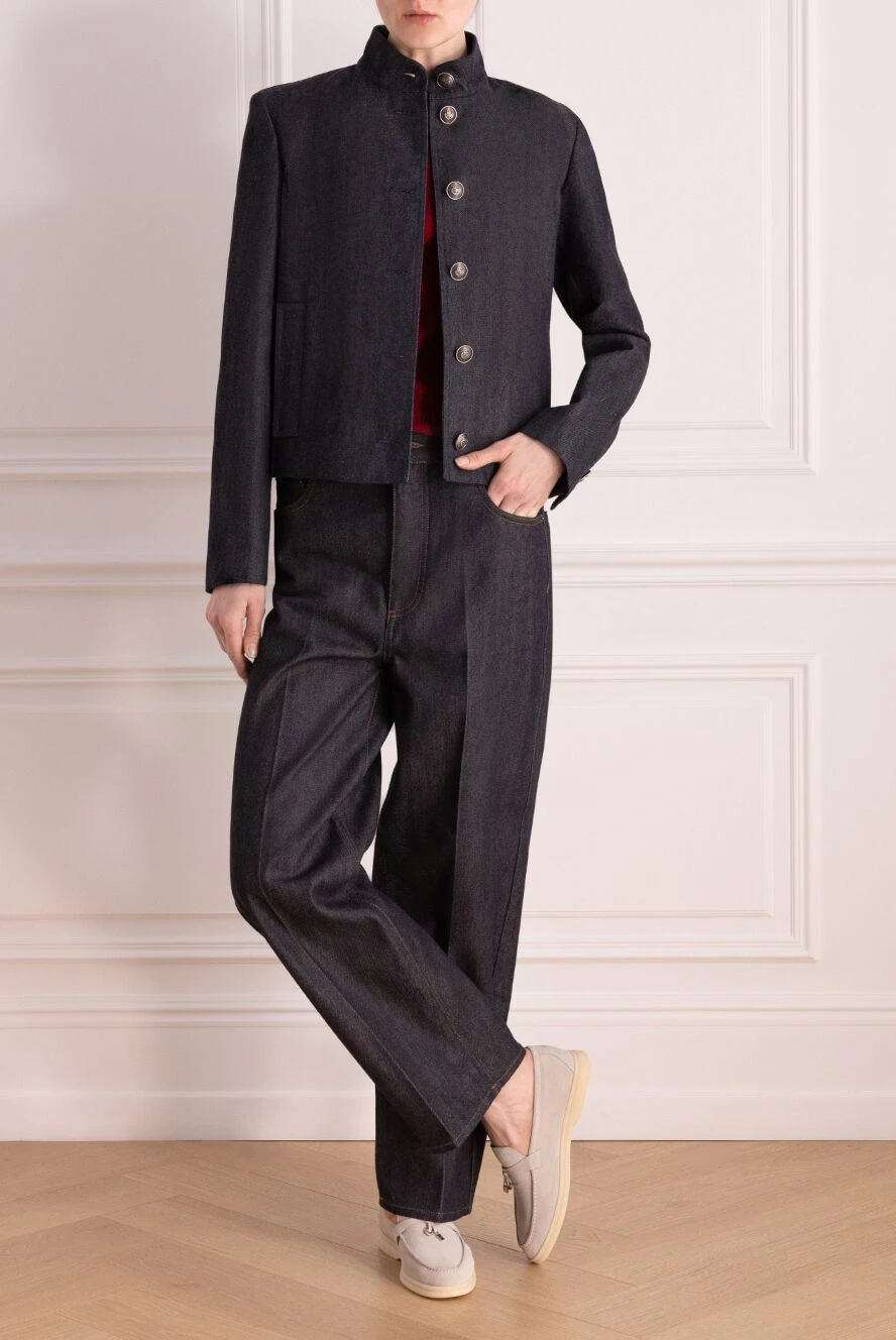 Loro Piana woman women's blue suit with cotton and cashmere trousers buy with prices and photos 178072 - photo 2