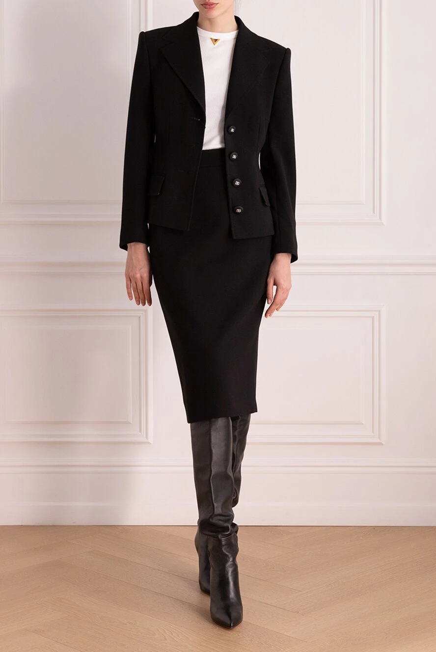 Dolce & Gabbana жіночі костюм зі спідницею з вовни та еластану жіночий чорний купити фото з цінами 178083